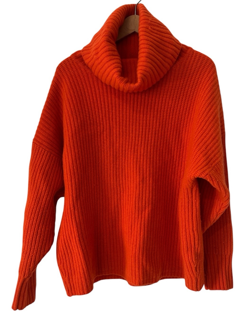 Polo Ralph Lauren Wool Cashmere Blend Cowl Neck Chunky Orange Sweater - Medium